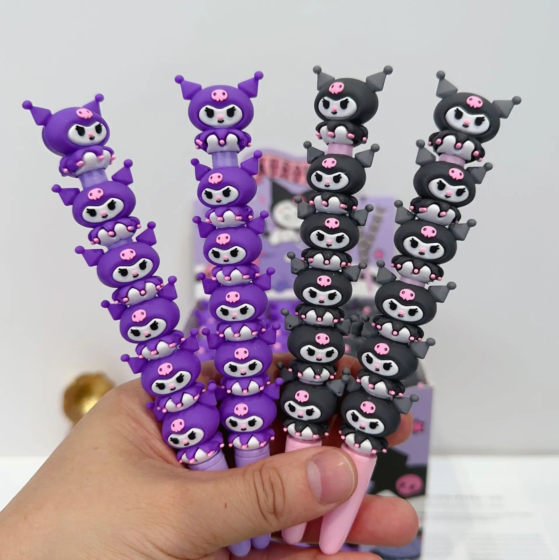 Imagem -04 - Sanrio Kuromi Cartoon Top Spinning Pen Neutro Bonito Estilo de Imprensa Assinatura Caneta Caneta de Água Atacado de Conjuntos de Papelaria