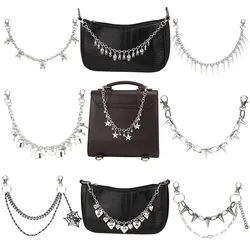 Multi-layer Metal Chain strap for bags DIY Handles Rivets Heart Star lock spider web Pendant Shoulder Bag Chain Straps Crossbody