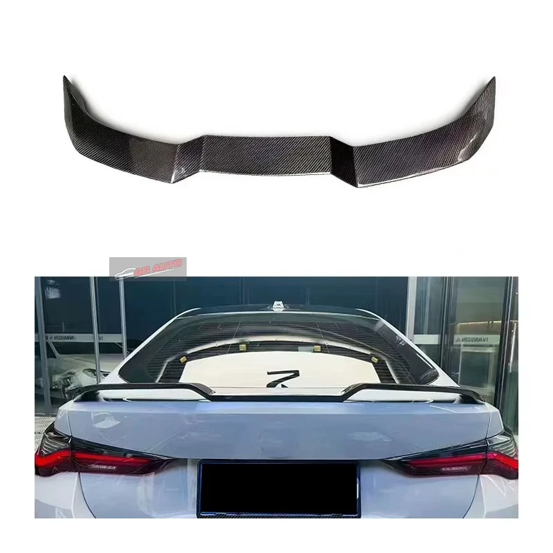 New for 4 Series G26 4-Door V-Shaped High Quality Carbon Fiber Rear Spoiler with Exhaust Cut-Outs Bolt-On Installation