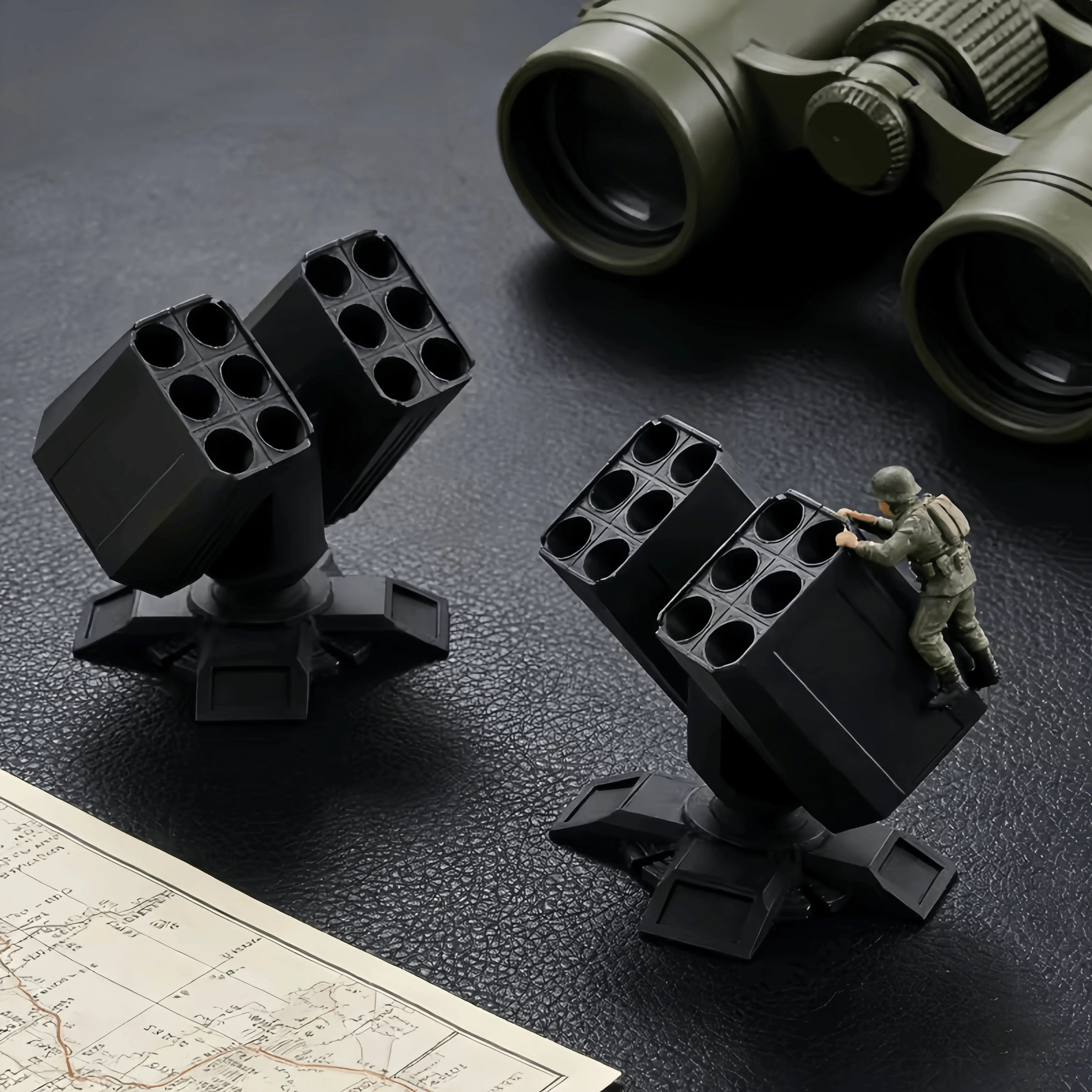 1pcs Anti-Aircraft Gun Pen Holder – Holds 12 Pens, Brushed Missile Launcher Design, Office & Military Decor