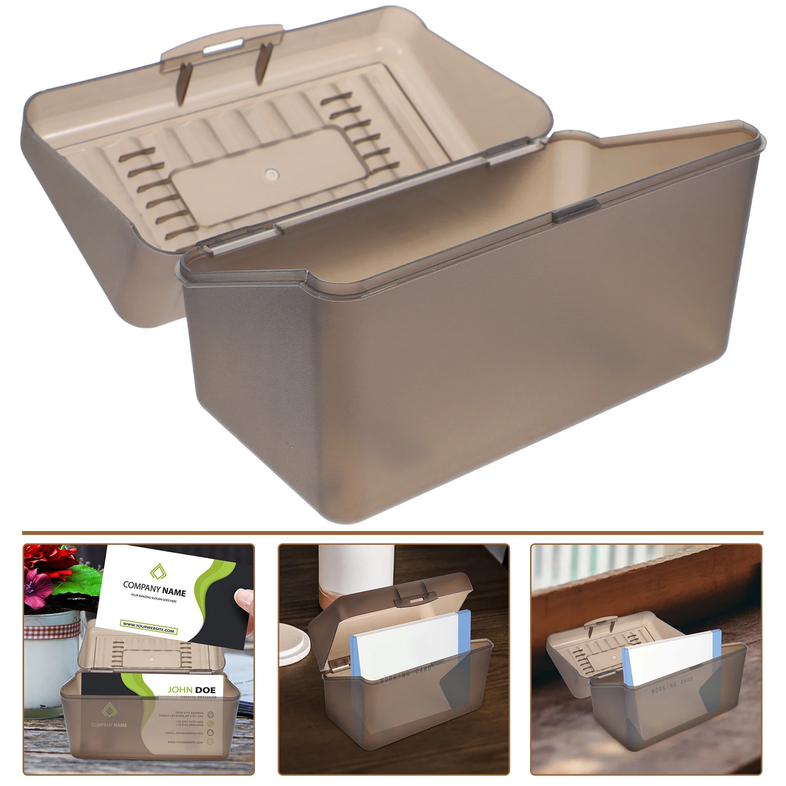 

Business Card Box Desktop Plastic Cards Holder Office Organizer Stand Non-Slip Business Card Display Plastic Cards Stand