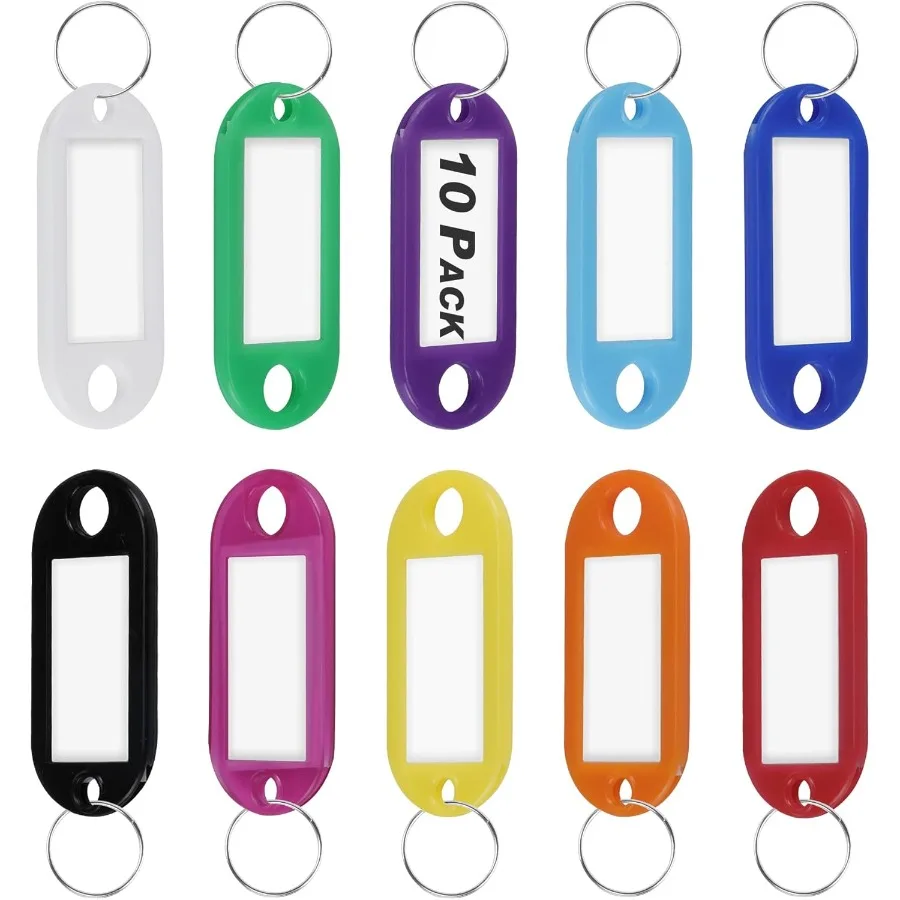 

Key Tags Key Labels 10 Pack Plastic Key Tags with Ring and Label Window Key Chain ID Tags Identifiers for me Luggage Bags Backp
