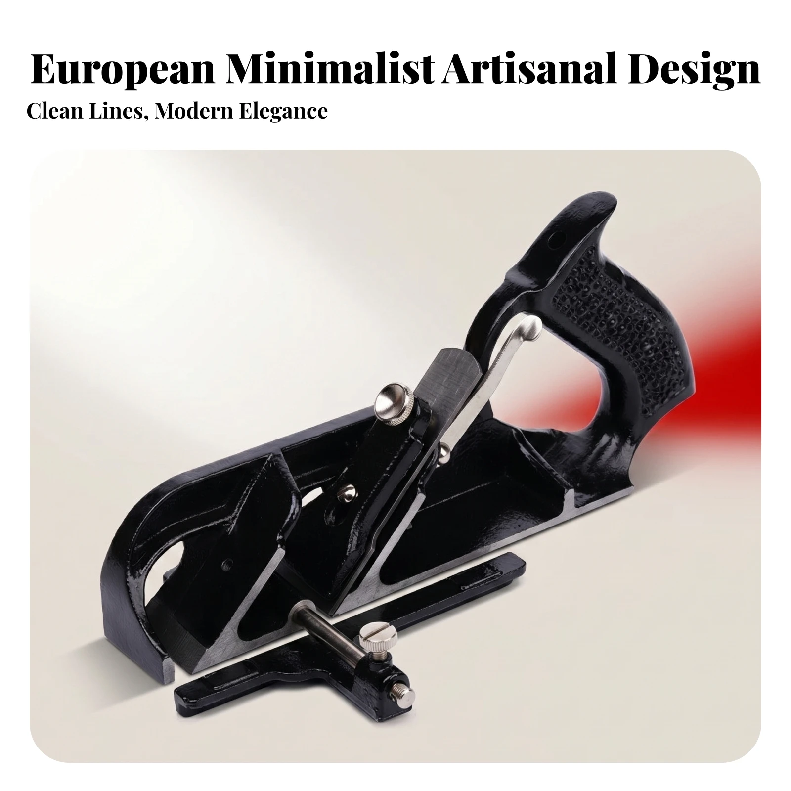 Manual Grooving Plane Adjustable Fence Cast Iron Hand Plane Woodworking Tool Textured Grip Black Metal Body