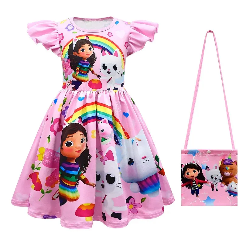 

Kids Princess Dress Girls Cartoon Gabby's Dollhouse Costumes Summer Clothes Baby Children Ruffle A-line Birthday Party Vestidos