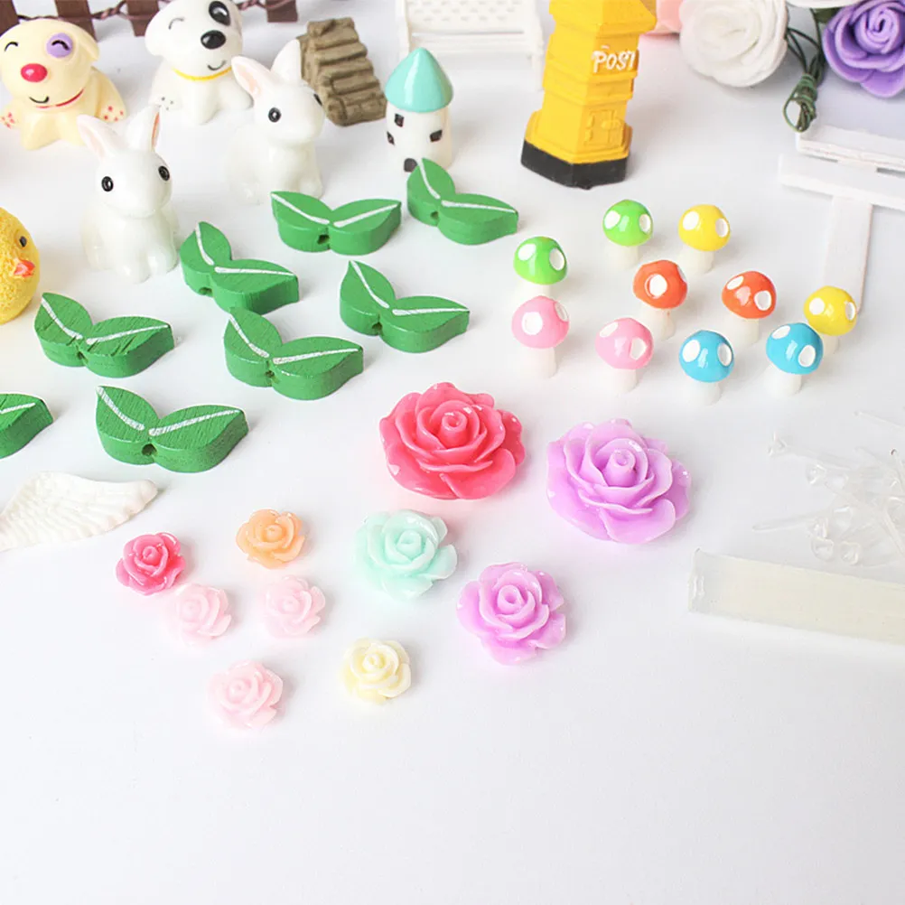 55Pcs Resin Mini Garden Accessories for Fairy World Creation Ideal Micro Terrarium Decor Mini House Shadow Box Succulent Display