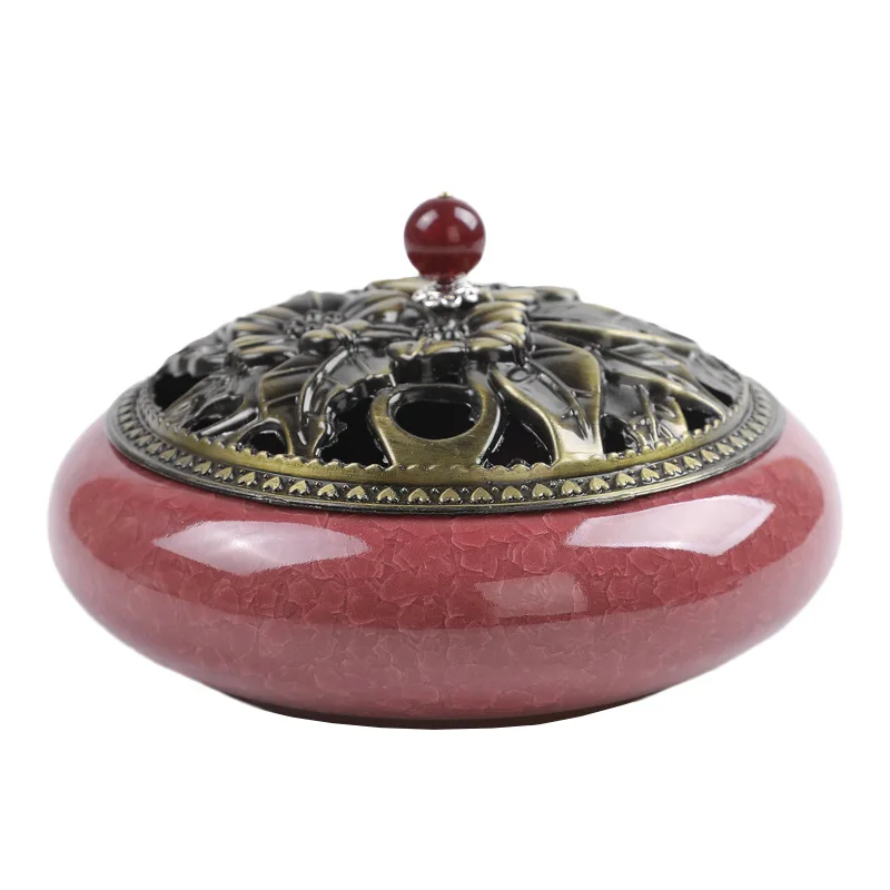 Y The Large Mosquito Coil Tray Living Room Incense Sticks Burner Dragon Sandalwood Ceramic with Lid Home Fireproof Cone Censer