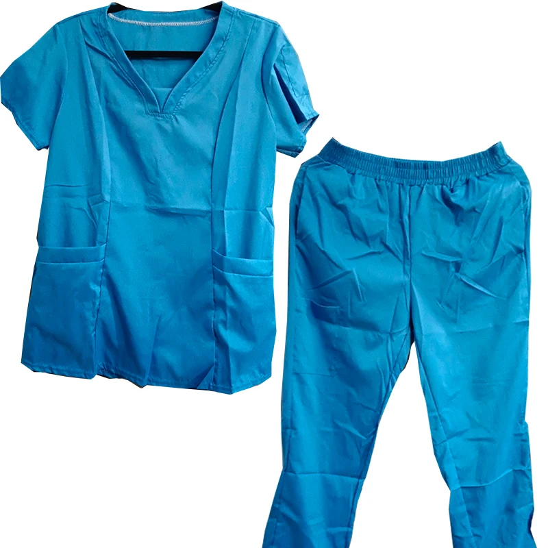 Uniforme médico elástico de secado rápido, S-3XL, transpirable, cuello en V, Top con cordón, pantalones, traje, 4 colores