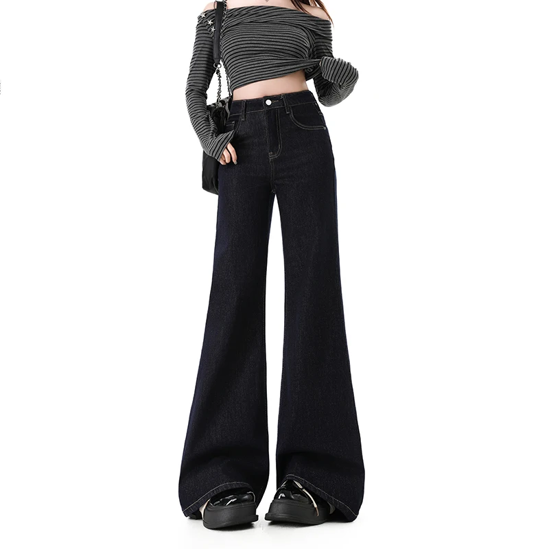 American Loose Slightly Flared Women's Jeans Women Spring Autumn High Waist Dragging Trousers Vintage Y2K Korean Denim Pants