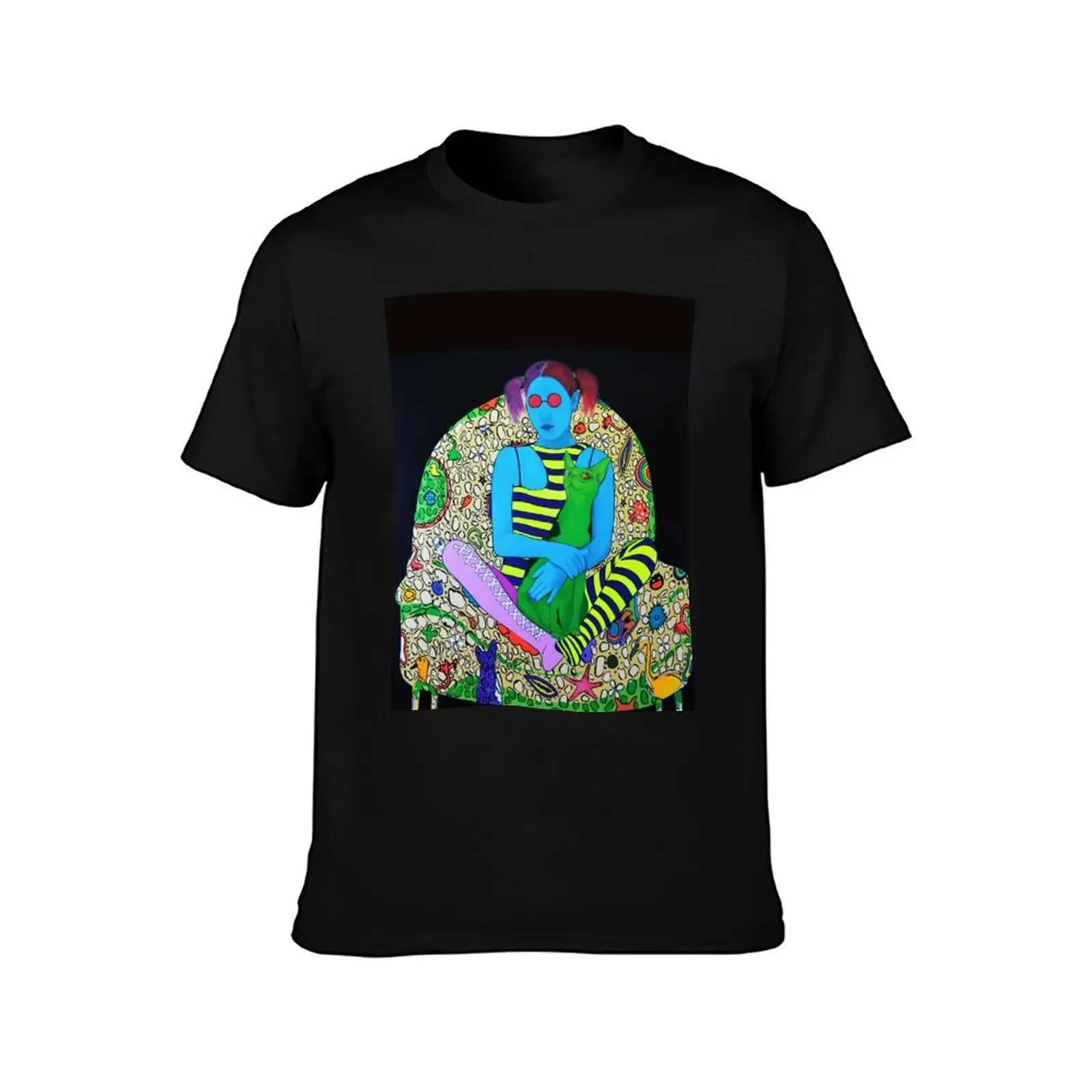 Cat, Osy Milian, tattooed chair, colorful, teen girl, owo, Backroom Art T-Shirt tops men clothes