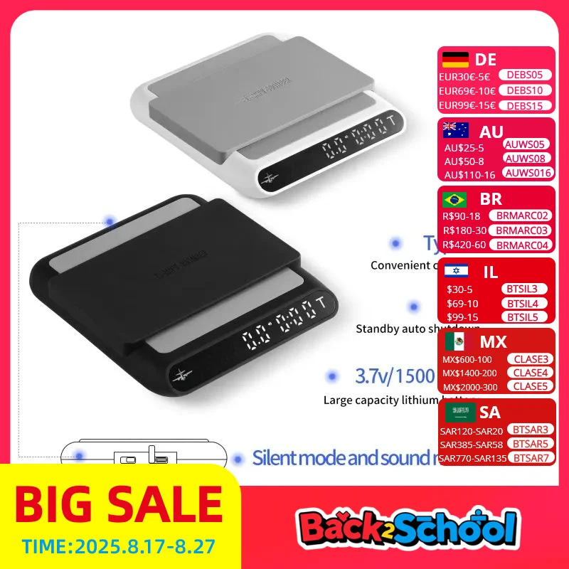 

MHW-3BOMBER Intelligent Electronic Coffee Scale Automatic Timing Delicate Type-C Kitchen Scale Chic Home kitchen Accessories