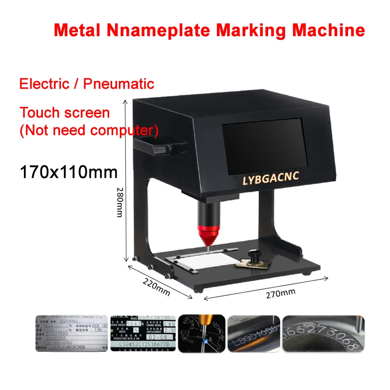 170x110mm Pneumatic Eelectric Desktop Nnameplate Marking Machine Touch-screen Plate Number Engraving Machine For Metal Parts