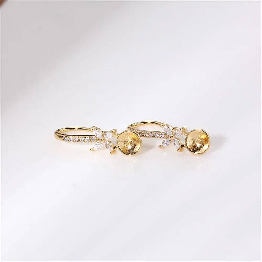 

Позолоченные серьги с жемчугом, принадлежности для изготовления ювелирных изделий своими руками, пустые основания для ушей для аксессуаров ручной работы, 1 пара без жемчуга