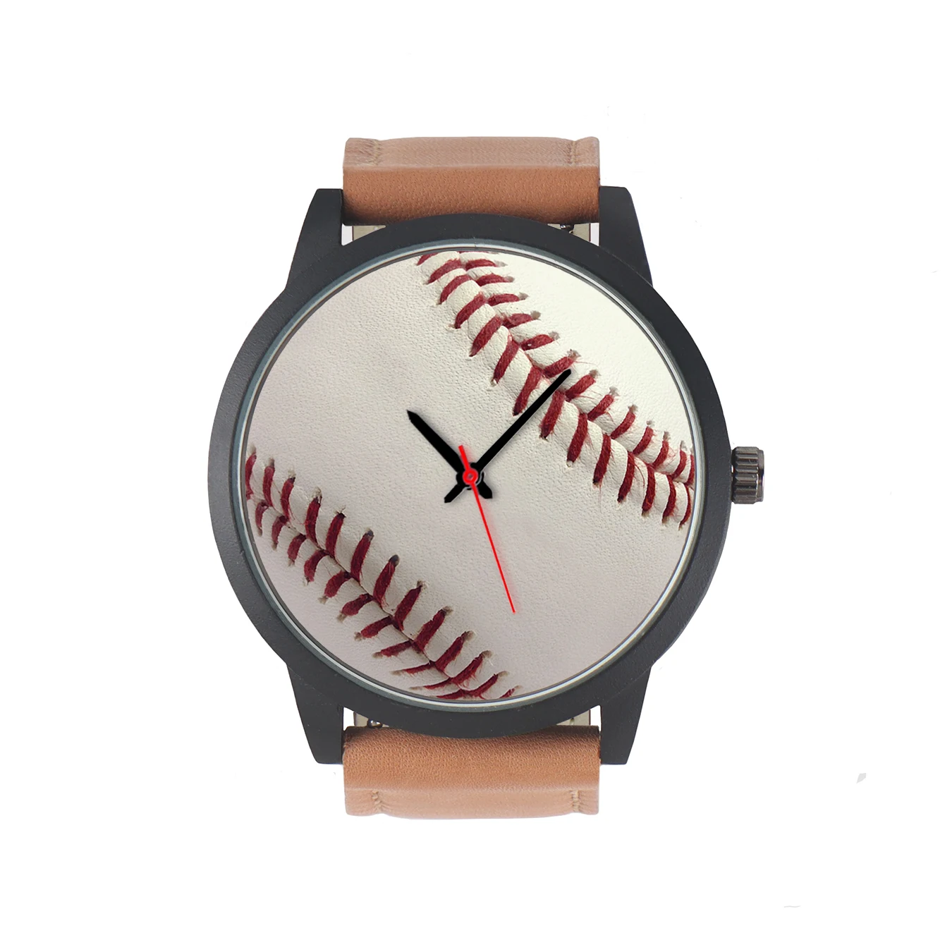 

Customize Pattern Quartz Wrist Watch Men's 3Hands Tennis Baseball Design Red Line Gifts For Friend Fans Kids Mom