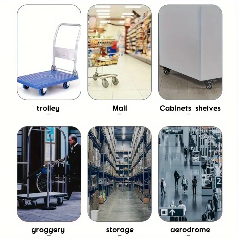 4 buah roda tugas berat, roda universal, roda putar bebas rem, perangkat keras furnitur