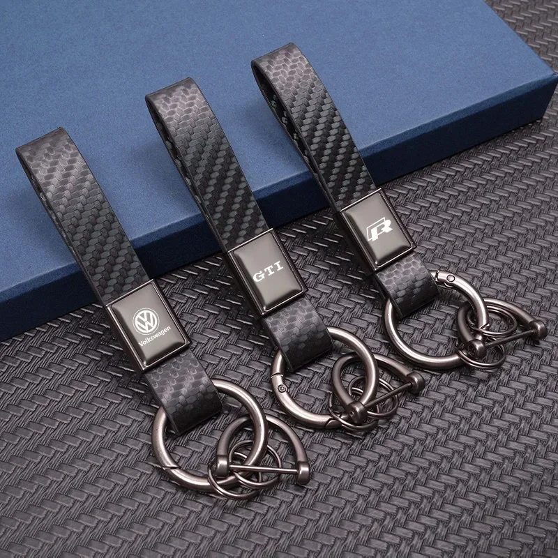 

·Car Key Ring Buckle Carbon Fiber Luxury Keychain Pendant For VW GTI Polo Golf Passat Tiguan Arteon Touareg CC Taigo Caddy Jetta