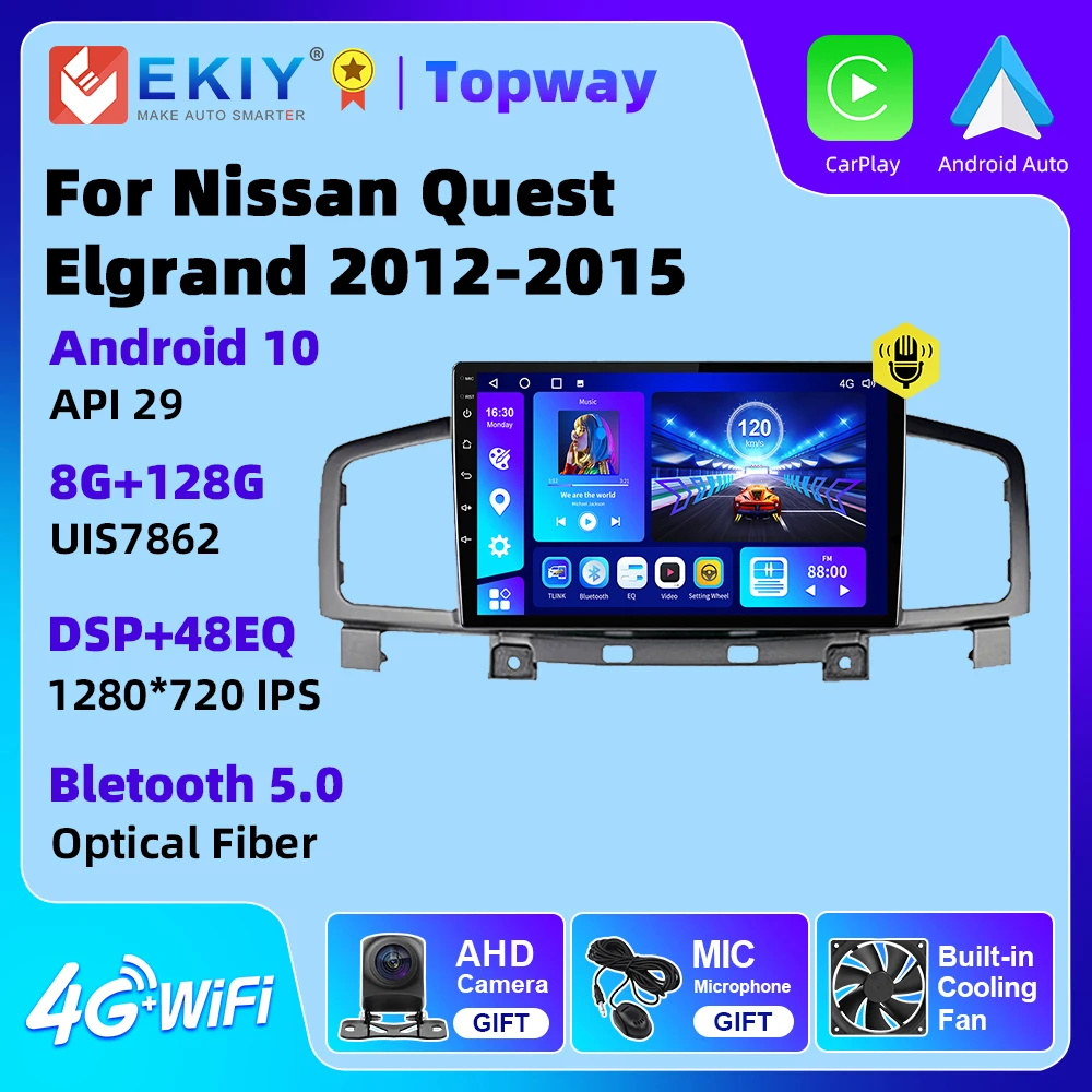 

EKIY For Nissan Quest Elgrand 2012-2015 Car Radio GPS Navigation 4G WIFI Carplay DSP Android Auto 2 Din DVD Player Android