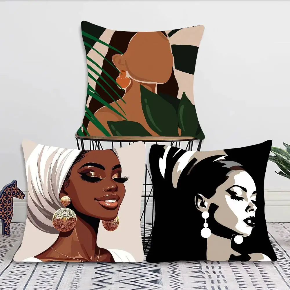 African Women Pillow Case Fashion Square Pillowcase Bedroom Sofa Room Ins Decoration Leisure