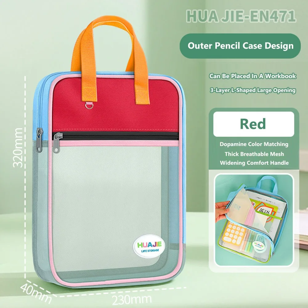 

Большая вместительная L-образная сумка для файлов с большим отверстием, прозрачная ручная сетчатая папка, органайзер для канцелярских принадлежностей, школьный офис