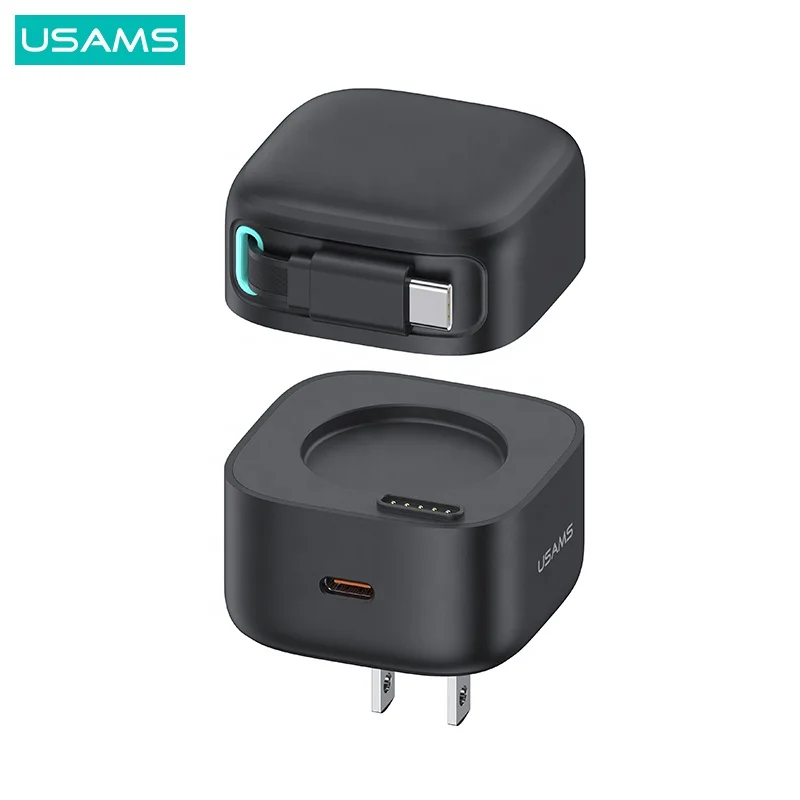 PD 35W Gan Charger 35W Dual TYPE C Output Magnetic Retractable Cable US Plug Fast Charger