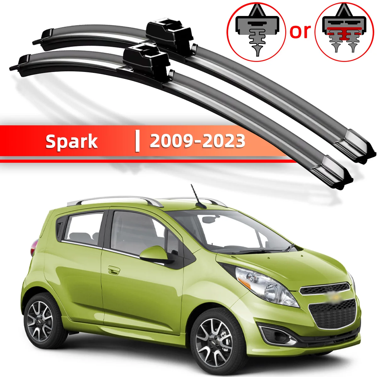 Auto-Scheibenwischer, geeignet für Chevrolet Spark 2009–2023, hochwertige Scheibenwischer 2010 2011 2013 2015 2017 2018 2019 2021 2022