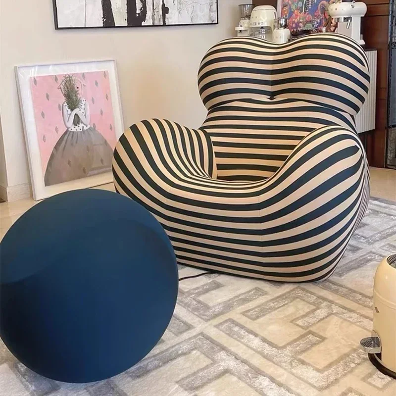 Modern Striped Bean - Bag Sofa with Ottoman, Cozy & Stylish Living Room Furniture,Designer Styles,Mom's Embrace Sofa image 4