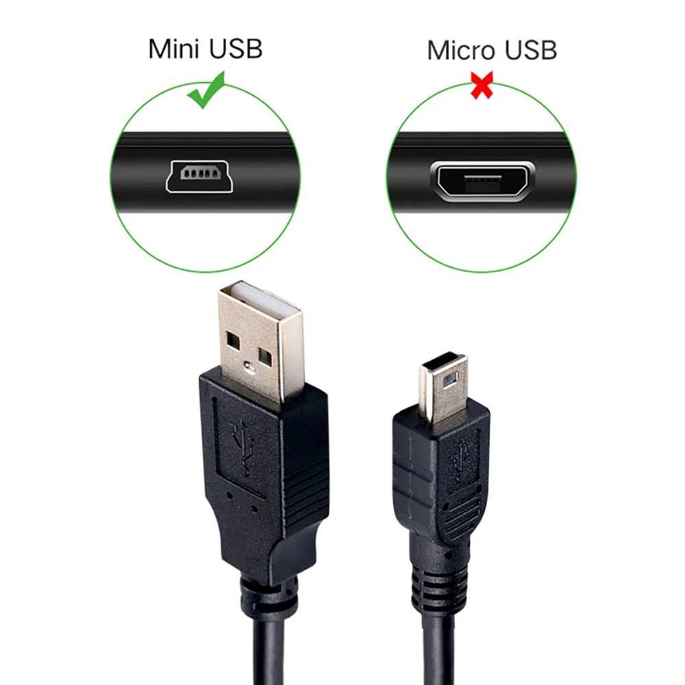Fast Charging Mini USB Cable 5Pin Male to Mini B Data Sync Cord for MP3 Player Garmin Nuvi GPS Dash Cam Hard Drive Controller