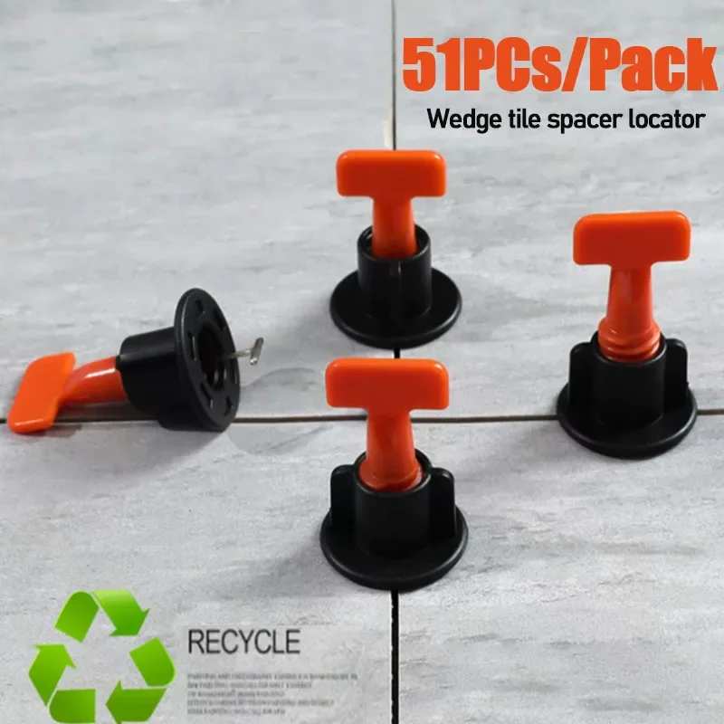 51Pcs Floor Tile Leveling Clips Spacers Porcelain Ceramic Leveler Kit Component For Tile Laying Wall Fixing Construction Tools