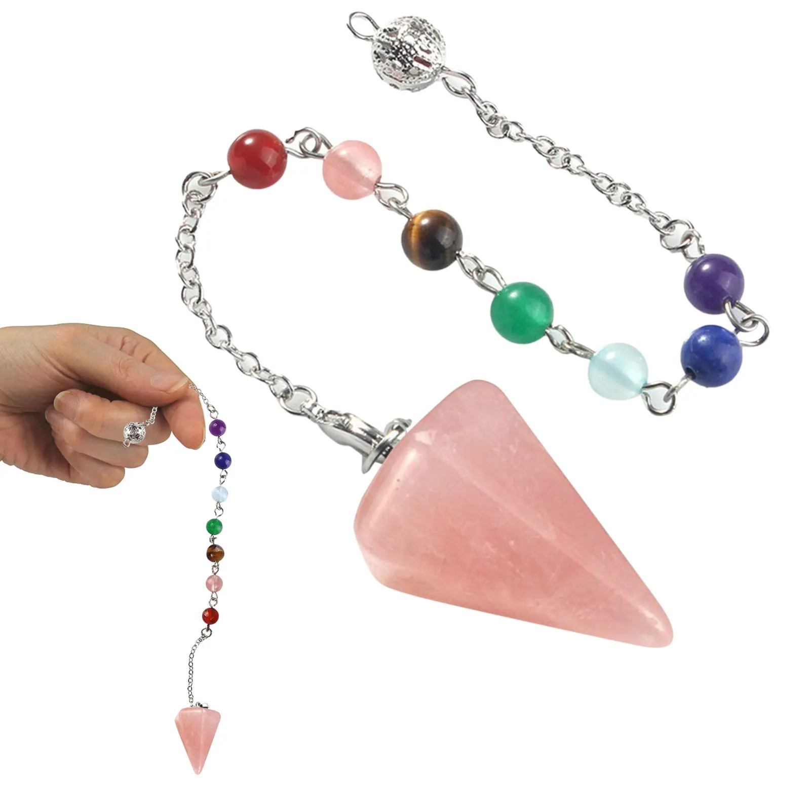 C hakra Healing Crystals Pendulum Stone for Dowsing Divination Quartz Natural Stone Pendulums Antique Reiki Pendant Pendulo