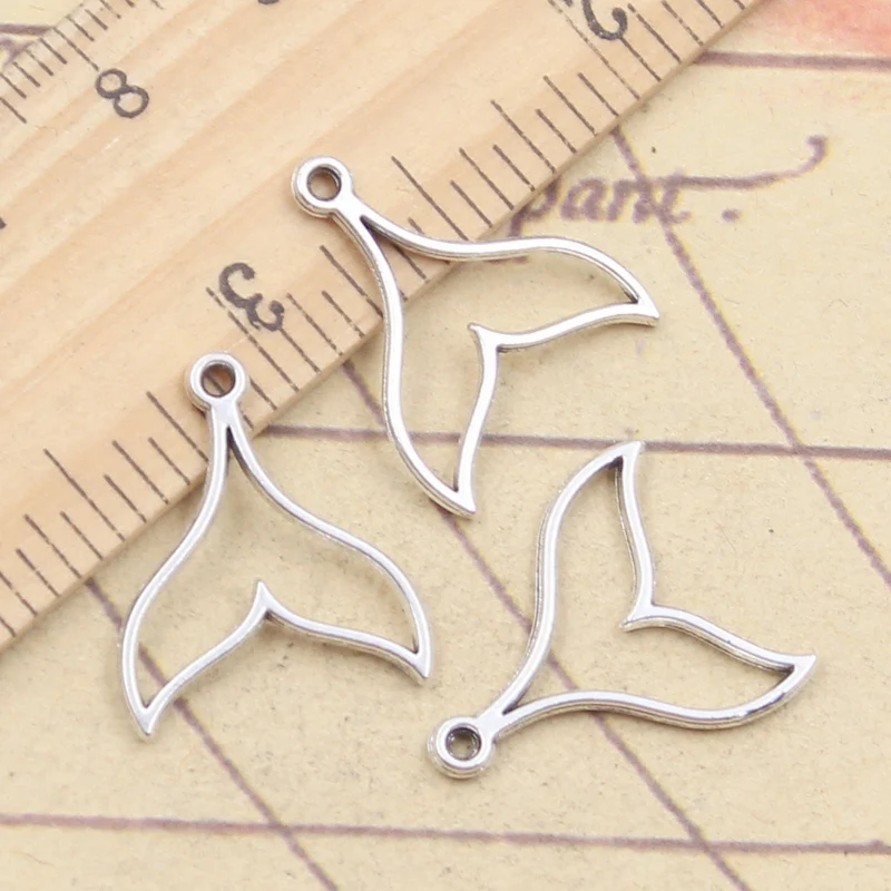 30pcs Charms Hollow Whale Tail 20x17mm Tibetan Silver Color Pendants Antique Jewelry Making DIY Handmade Craft