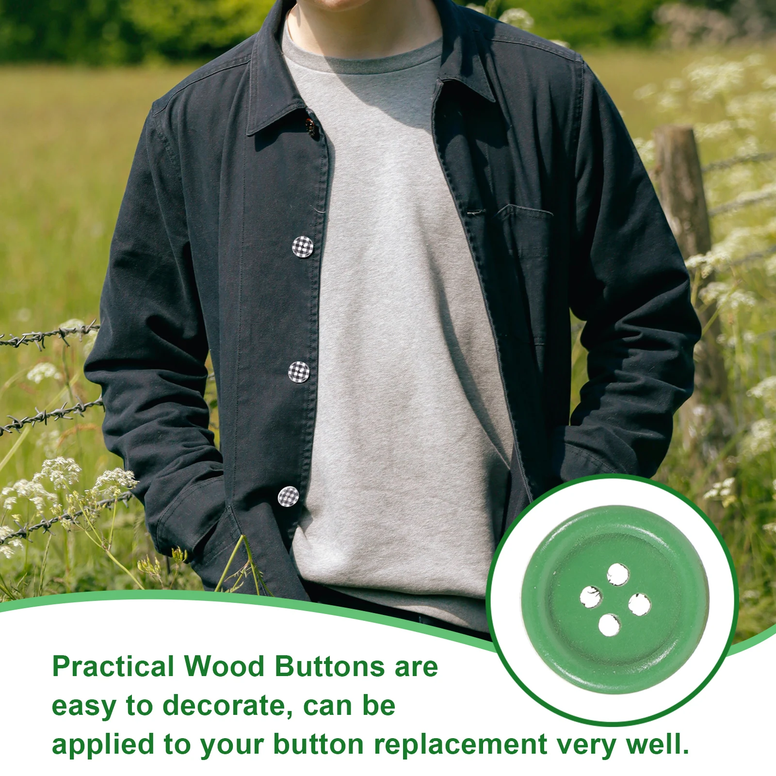 

Christmas Flatback Wood Buttons Handmade Decorative Sewing Replacement Clothes Buttons Practical DIY Charm