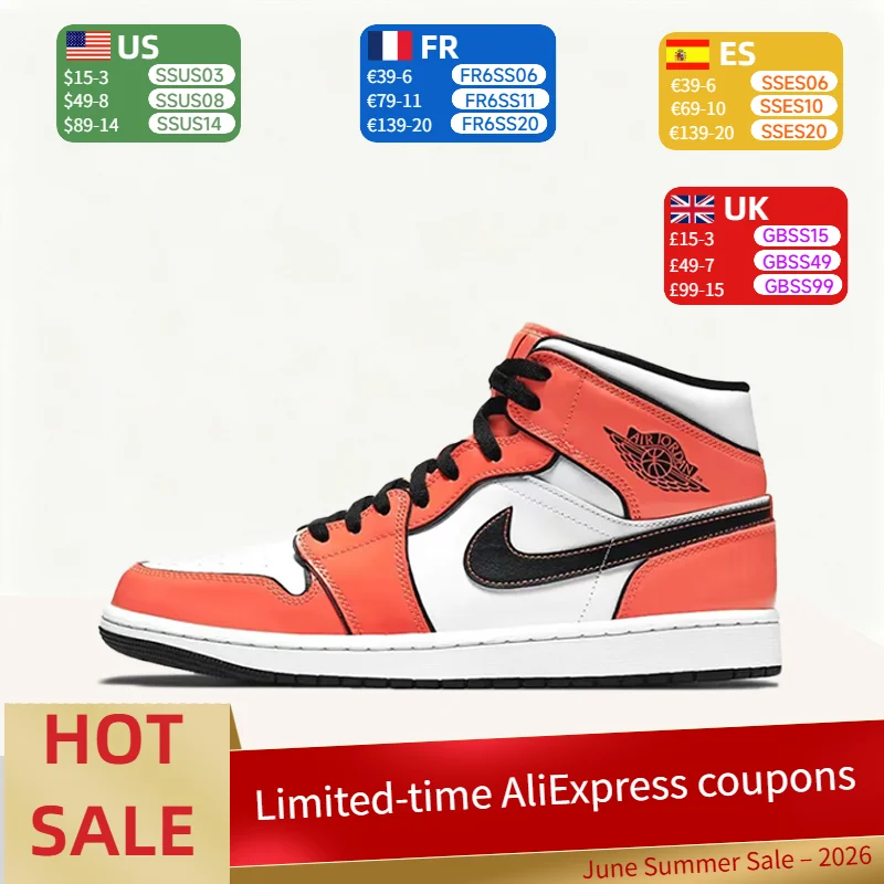 Nike Jordan Air Jordan 1 Design moderno Premium Mid-Top Sapatos de basquete confortáveis ​​e duráveis ​​estilo unissex DD6834-802