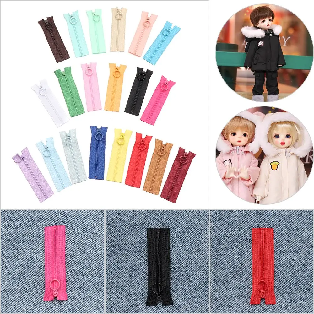 5pcs/set Mini Zipper Doll Clothing Zipper DIY Handmade Sewing Scrapbooking Garment Applique Round Head Zippers Doll Clothes