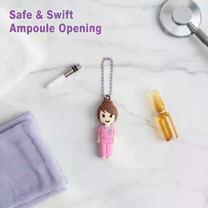Ampoule Bottle Opener Keychain Syringe-Shaped Cutter Nurse Doctor Ampoule Bottle Opener Aid Medication Vial Breaker Tool