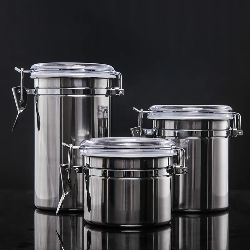 

Fashion Silver stainless steel Pipe Tobacco Can Cigar Jar Humidor Humidifier Airproof pot capacity S/M/L size