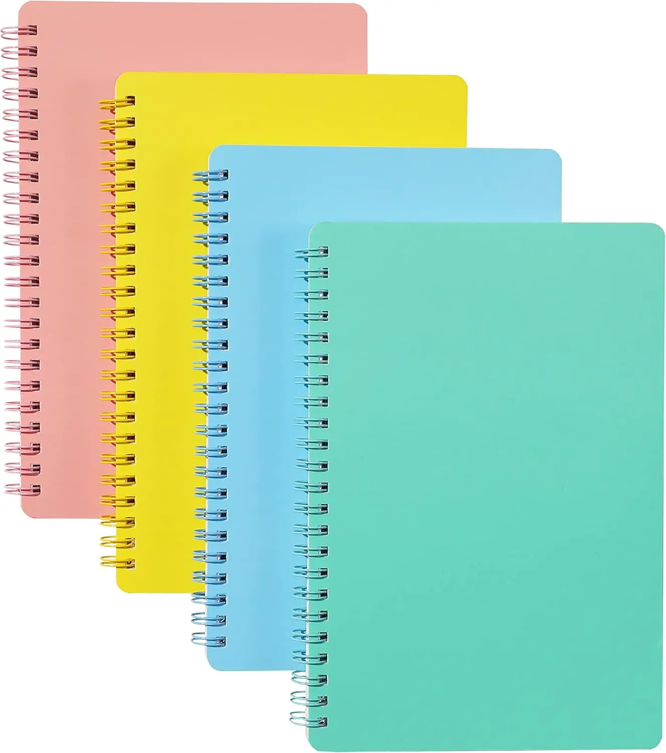 

4-Pack Spiral Notebooks, 5.6"x8.25", 80 Sheets/160 Pages, College Ruled, Twin-Wire Binding, 4 Colors