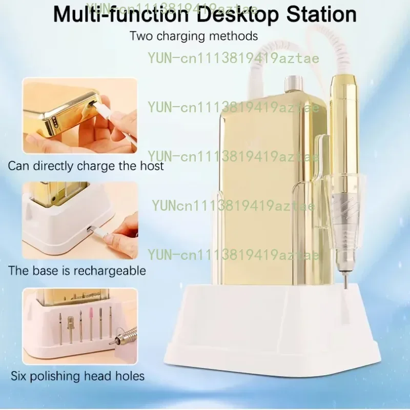 2026 New Professional 85W Brushless Nail Drill 45000 RPM Rechargeable Electric E-file with Clock Charging Dock for Salon