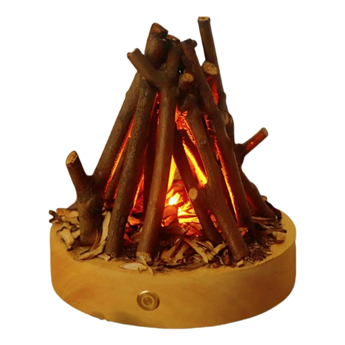 Fake Bonfire Night Light USB Rechargeable 3 Modes Fake Fire Lamp Flameless Candle Flame Light with White Noise