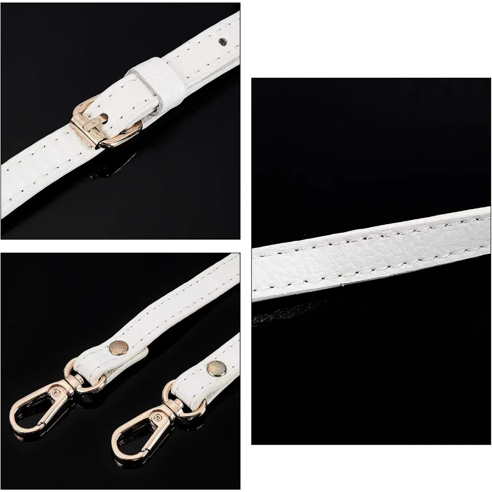 1Strand Leather Adjustable Crossbody Replacement Straps Cowhide Leather Purse Strap Handles For Shoulder Bags White