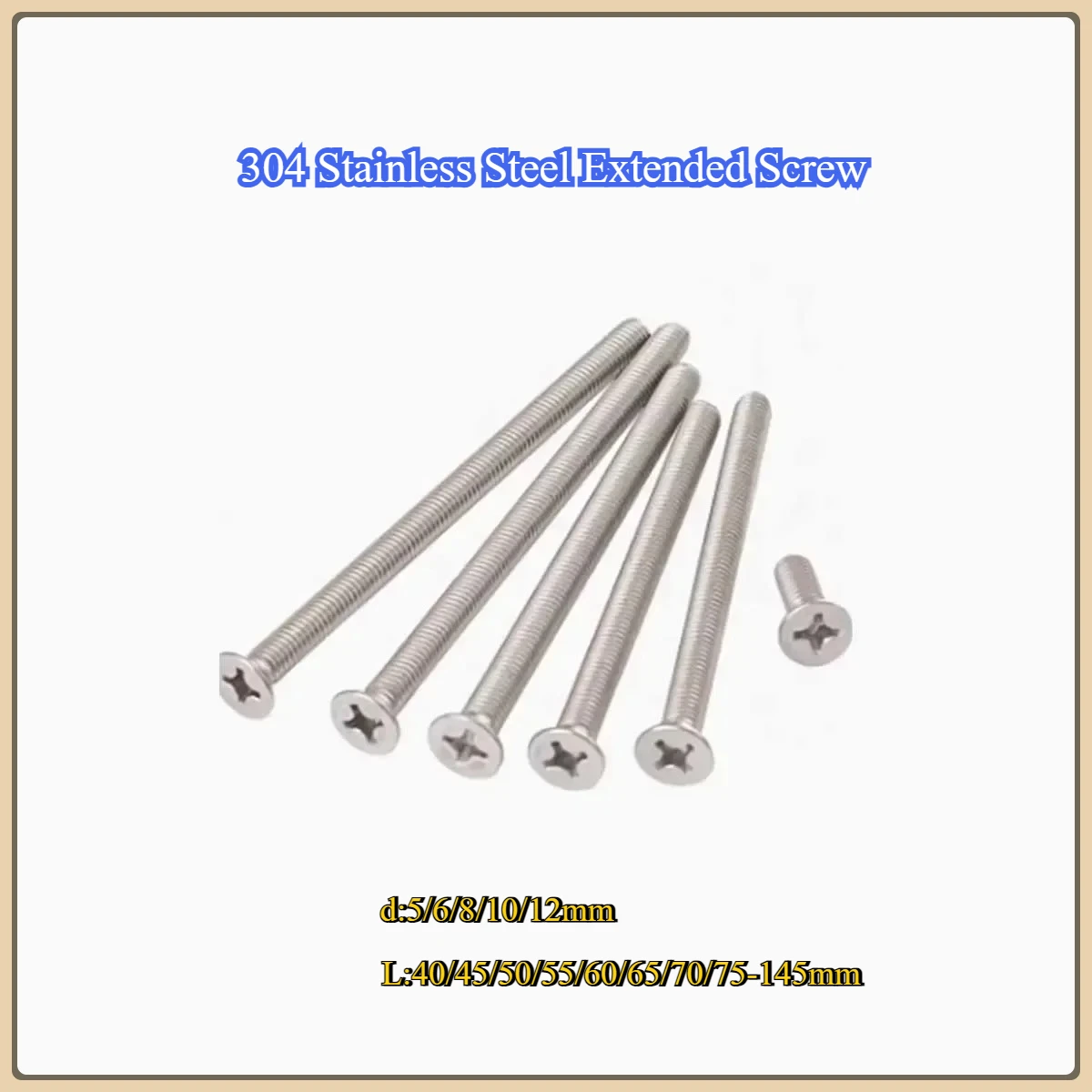 

304 Stainless Steel Extended Screw/Countersunk Cross Head Bolt M5M6M8M10M12