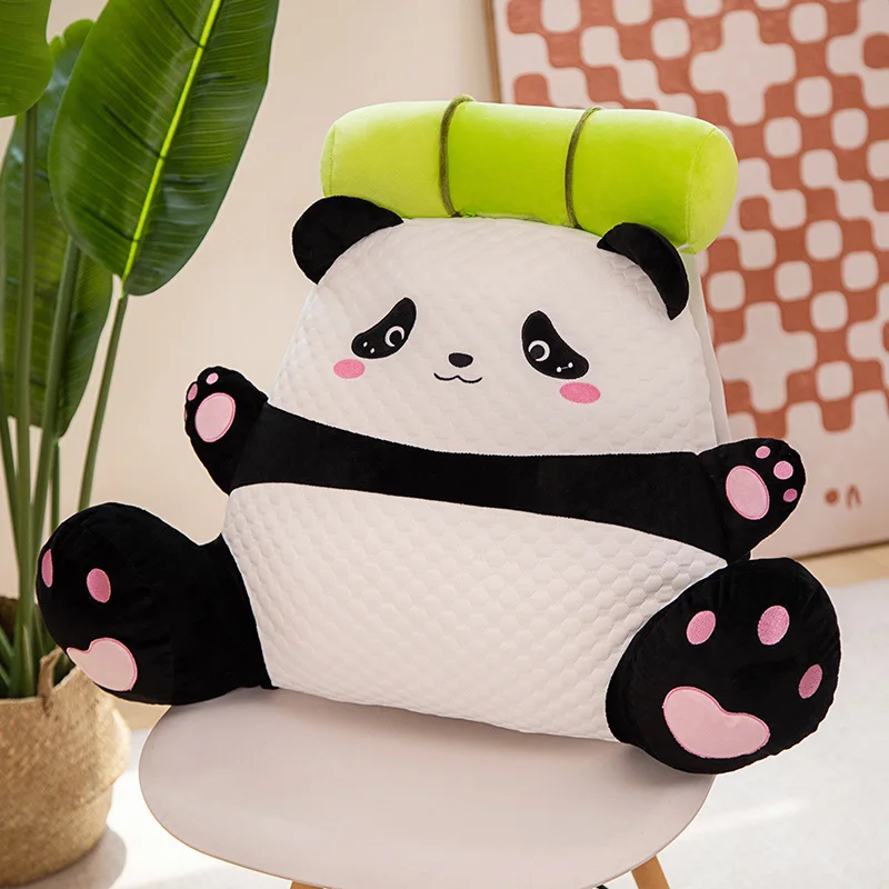 

New Cute Giant Panda Plush Pillow Toys Lovely Bamboo Pandas Waist Plushies Cushion Automobiles Lumbar Rest Car Kits Home Decor