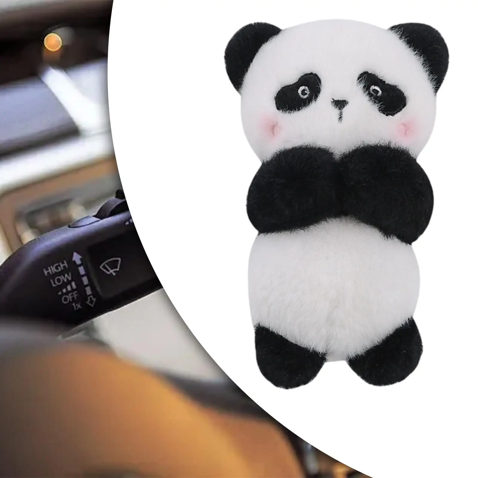 Wiper Shift Handle Cartoon Panda Plush Doll Multifunctional Adorable Lightweight Stylish Accessories Soft Short Plush 15.5x10cm