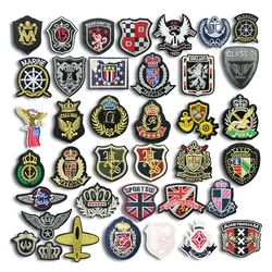 Golden Crown Fabric Badges Embroidered Iron on Patches for Clothing Bag Sewing Stickers Applique Clothes Patch Biker Military