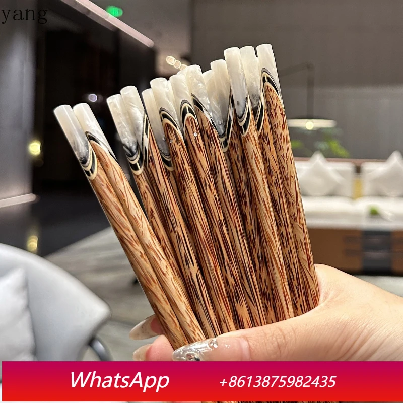 

LTT horn natural coconut non-slip wood chopsticks double shell wood hand-inlaid household