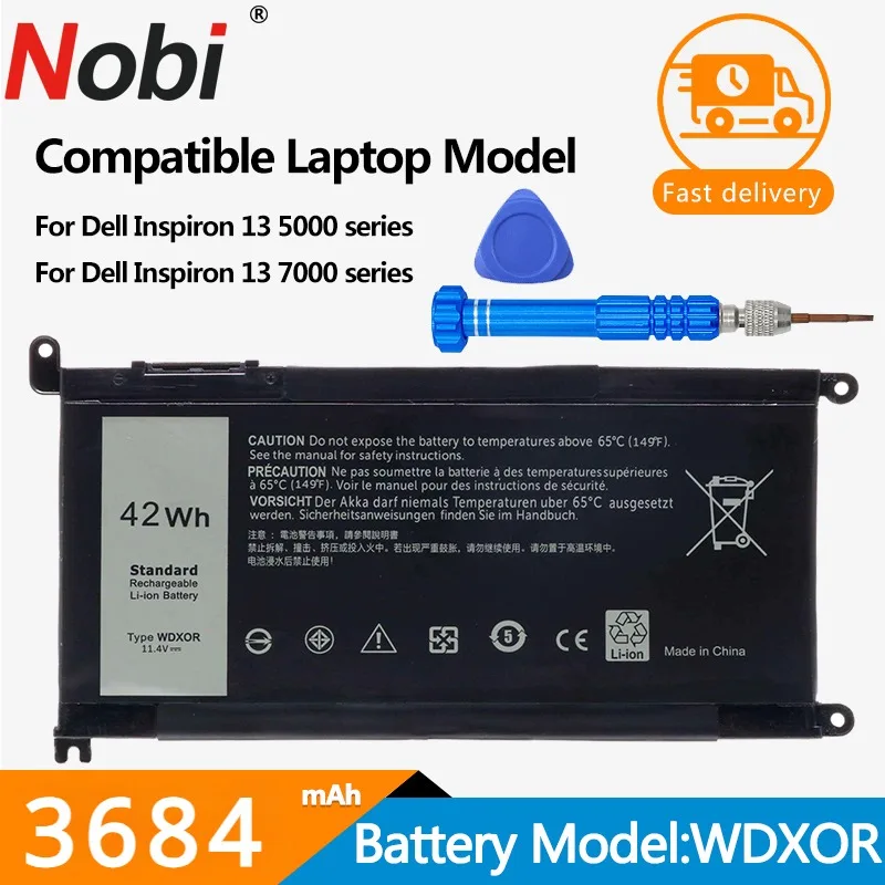 

NOBI WDXOR Laptop Battery For Dell Inspiron 13 5379 5378 7368 14 -7560 7460 5567 5770 14-5468 14-5471 14-3480 3180 WDX0R