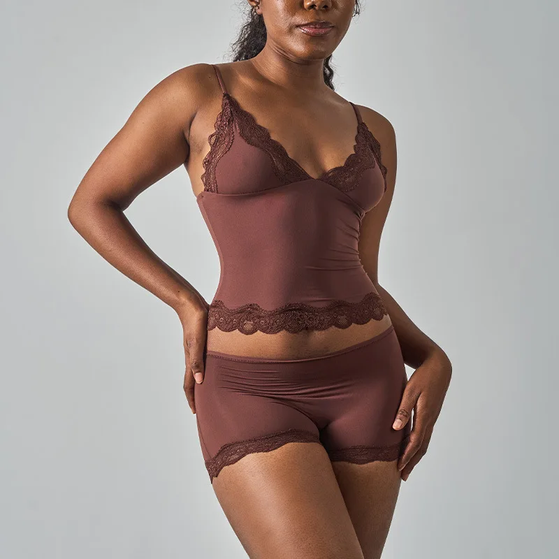 women's pajamas Pure Desire home clothes Lace Inner Strap Underwear Set Women's Sexy Deep V Skin friendly woman sleepwear sets