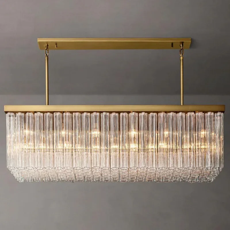 American Luxury Postmodern Chandeliers Big Glass Pendant Light Hanging Light Large Rectangular House Dining Table Chandelier