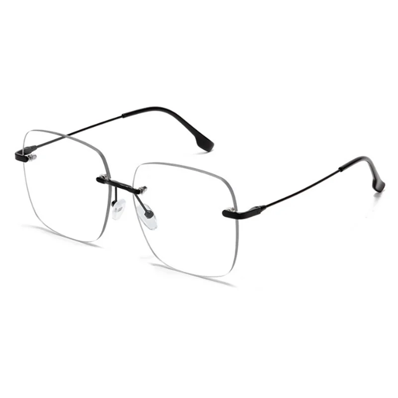 

Metal Rimless Glasses Big Frame Women Prescription Anti-blue light Myopia Optical Square Eyewear 0 -0.5 -1.0 -1.5 To -5.0