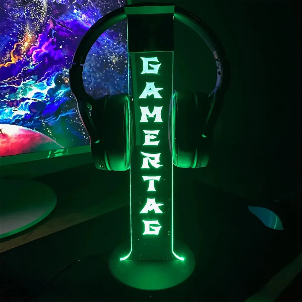 Personalized LED Neon Sign Lamp Headphone Stand Custom Gamertag 3D Night Light for Game Room Desk Decor PC Accessories