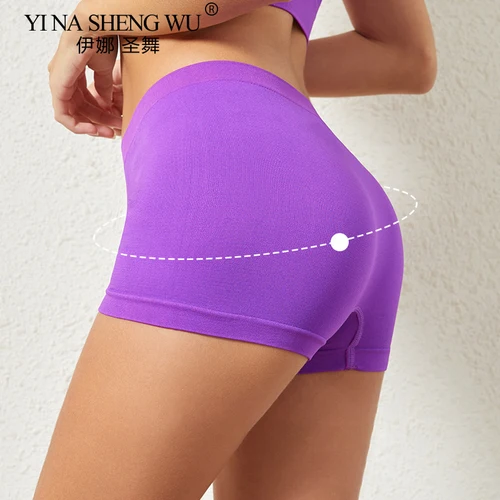 Imagen 2 del producto Pantalones de seguridad para danza del vientre para mujer, mallas ajustadas, elásticos, pantalones cortos de Color sólido, talla grande