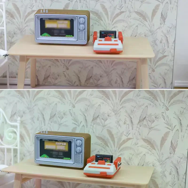 1 шт. 1/12 кукольный домик, миниатюрная ностальгическая ТВ-игровая консоль, модель гостиной, украшение для сцены, аксессуары для кукол, игрушки